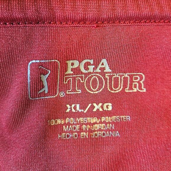 PGA Tour Polo Stripes Golf Casual Short Sleeve Shirt Red Men's Size XLarge - Picture 5 of 7